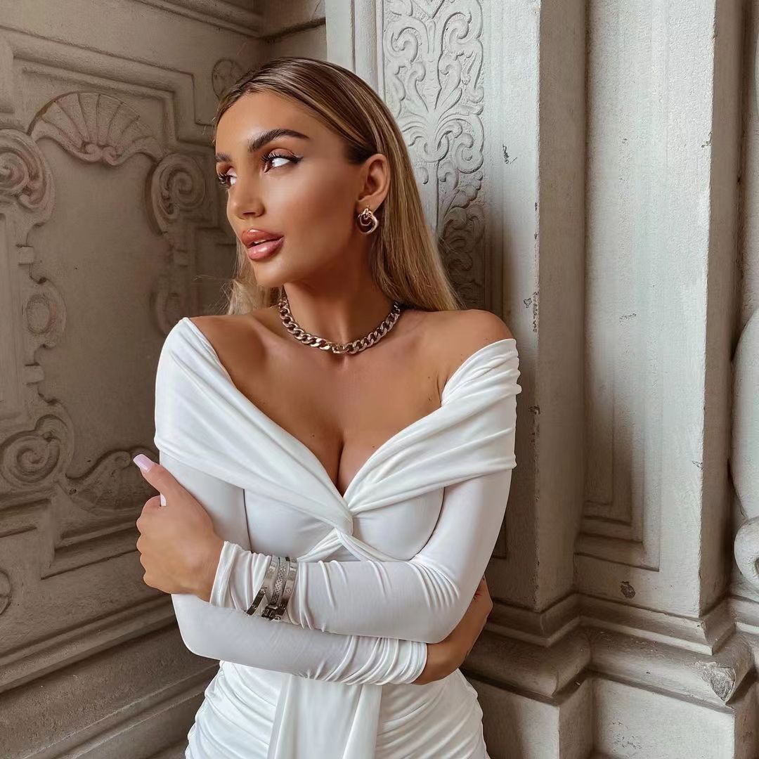 V-Neck Off-Shoulder Dress