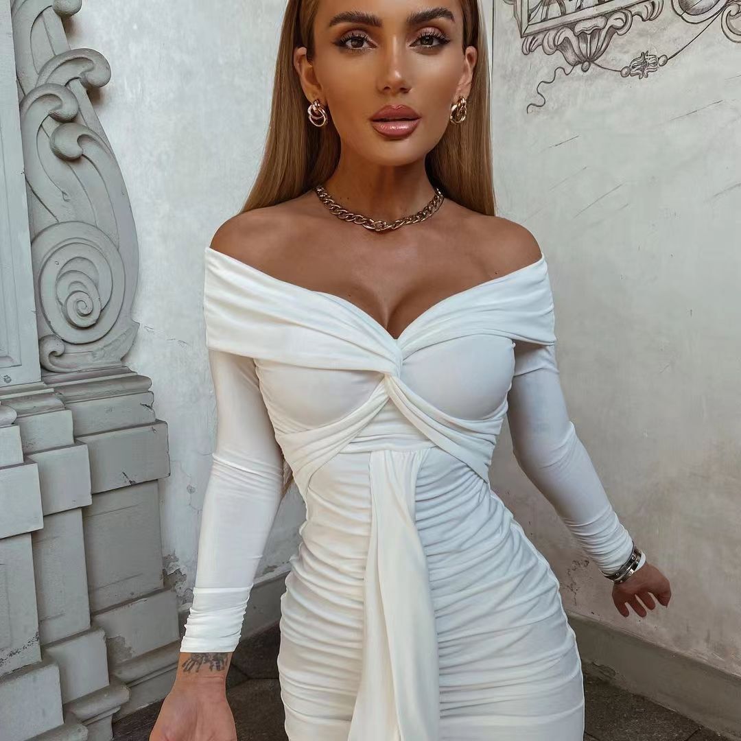 V-Neck Off-Shoulder Dress