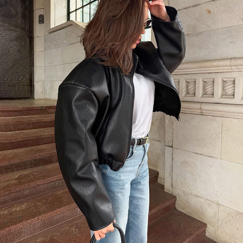 Leather Loose-Fitted Jacket