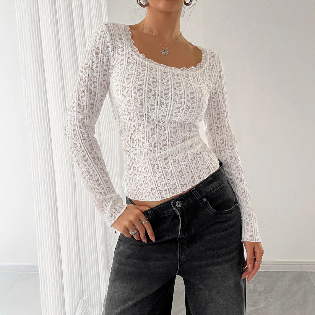 U-Neck Lace Long Sleeve