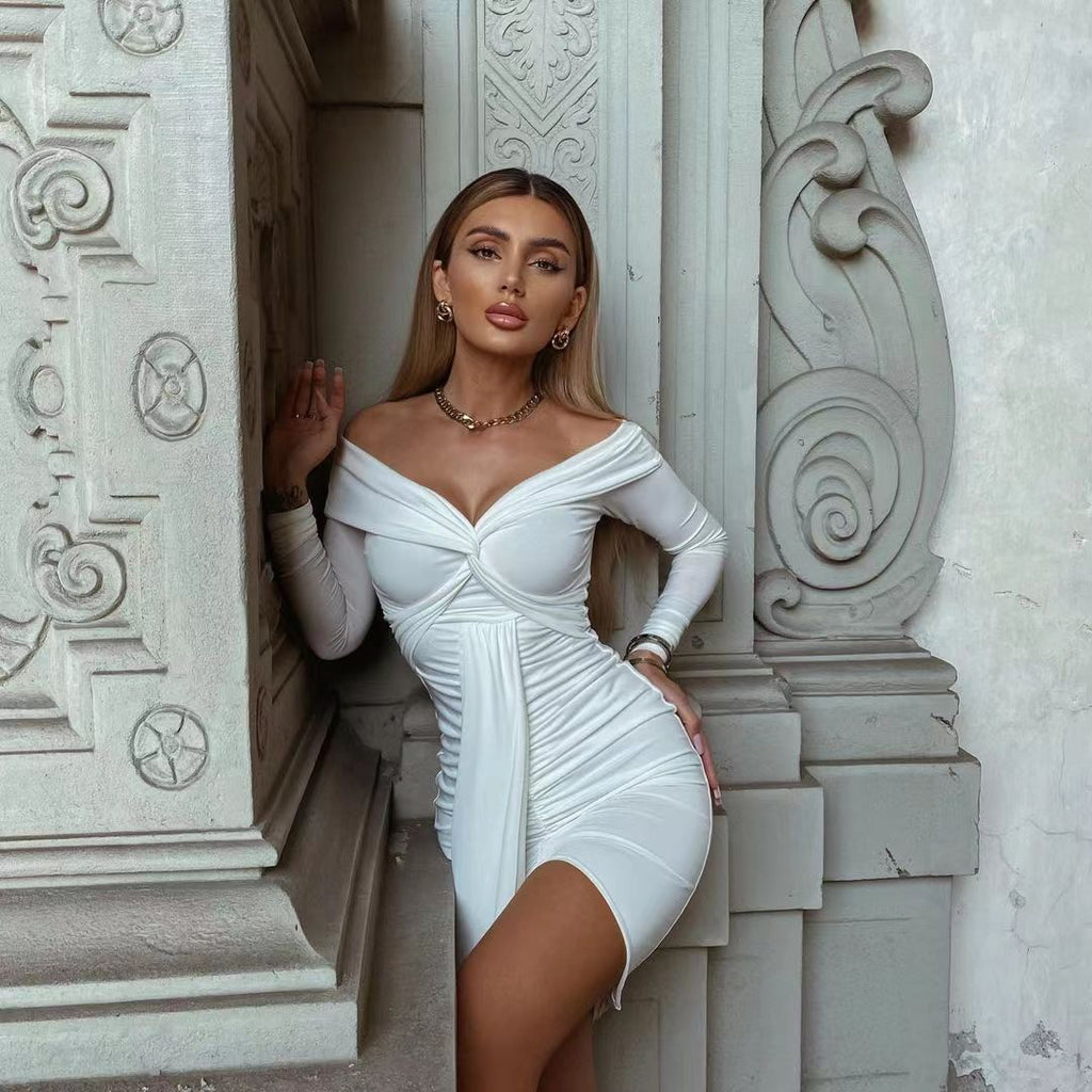V-Neck Off-Shoulder Dress